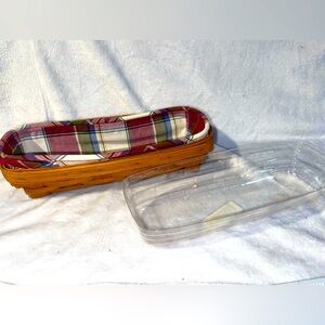 Longaberger basket with fabric and plastic liner